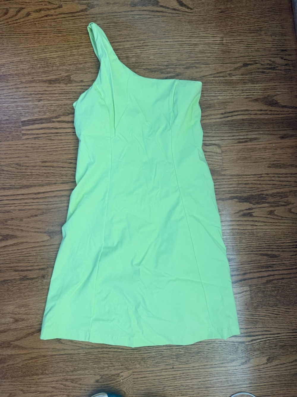 Outdoor Voices One-Shoulder Neon Lime Dress